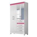 Ver imagem 1 de Guarda-Roupa 4 Portas Sobral com Espelho Linha Smart 870440 Branco Rosa Azul Lilás Flex Moval