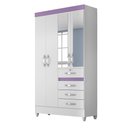 Ver imagem 7 de Guarda-Roupa 4 Portas Sobral com Espelho Linha Smart 870440 Branco Rosa Azul Lilás Flex Moval