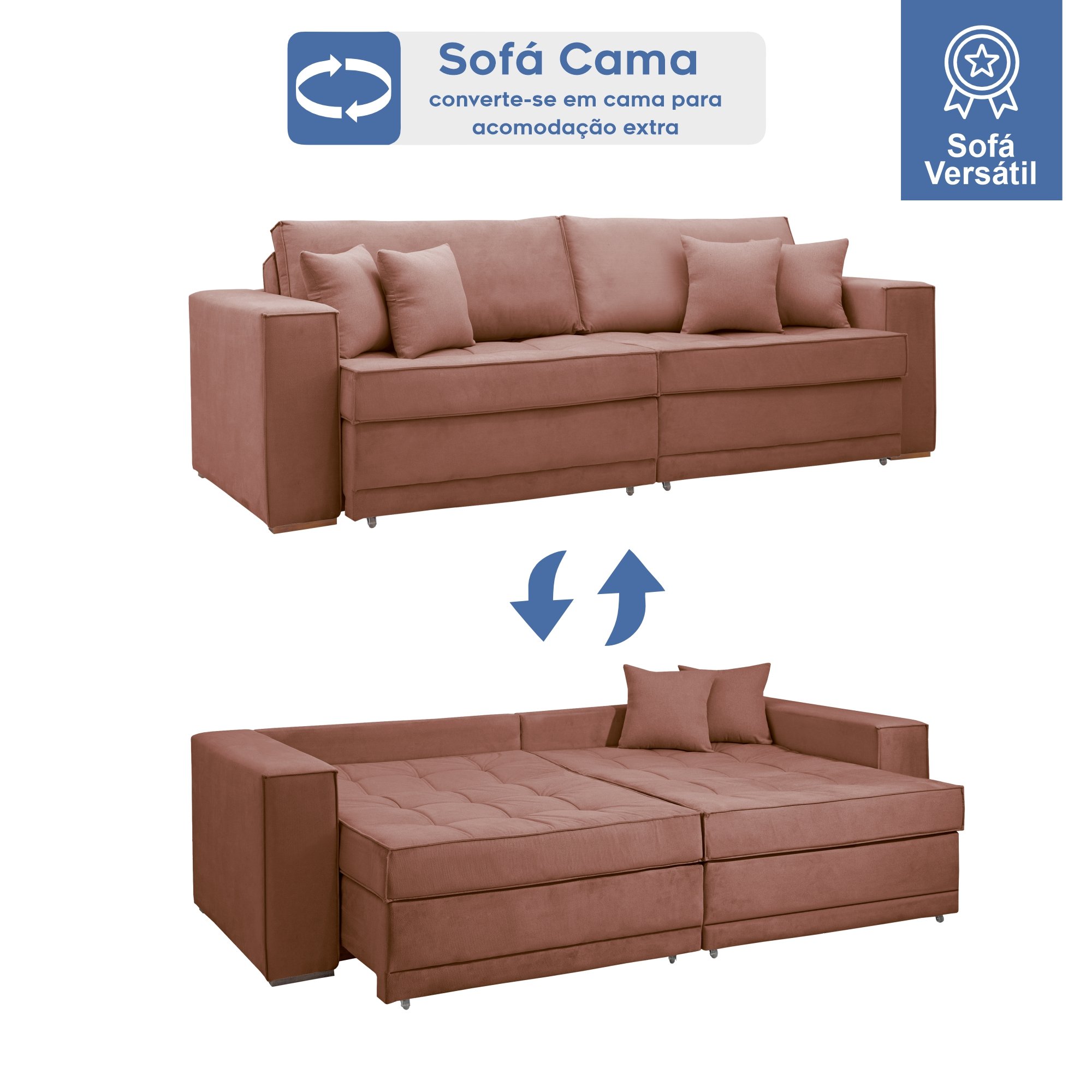 Sofá Cama Retrátil e Reclinável Noel 220cm - 3