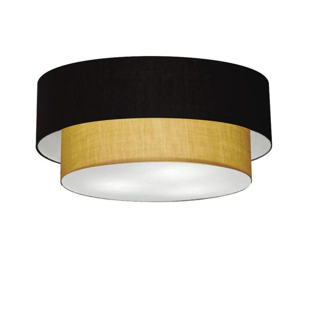 Plafon 60x50cm Cilíndrico Cúpula Preto Palha - 3