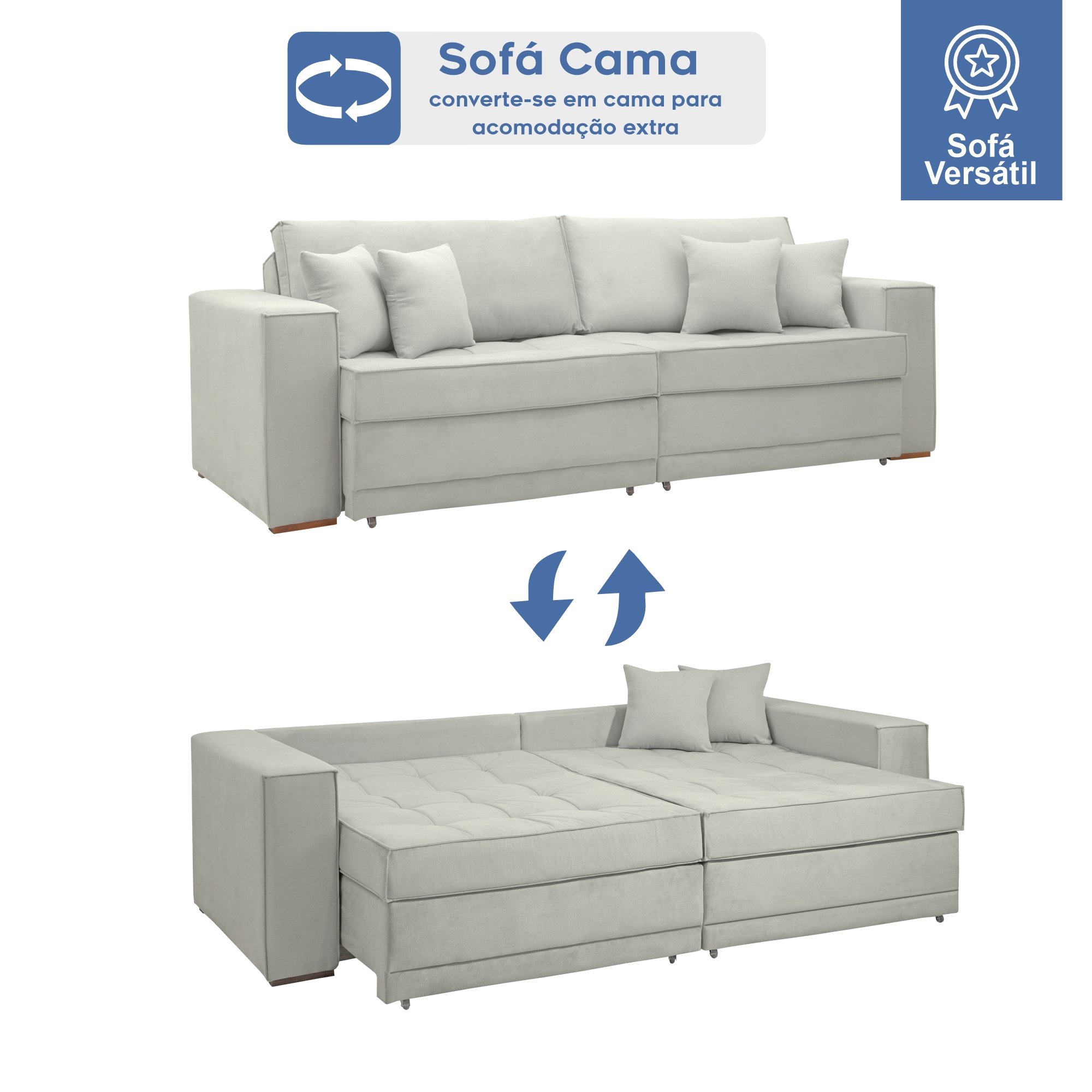 Sofá Cama Retrátil e Reclinável Noel 220cm - 3