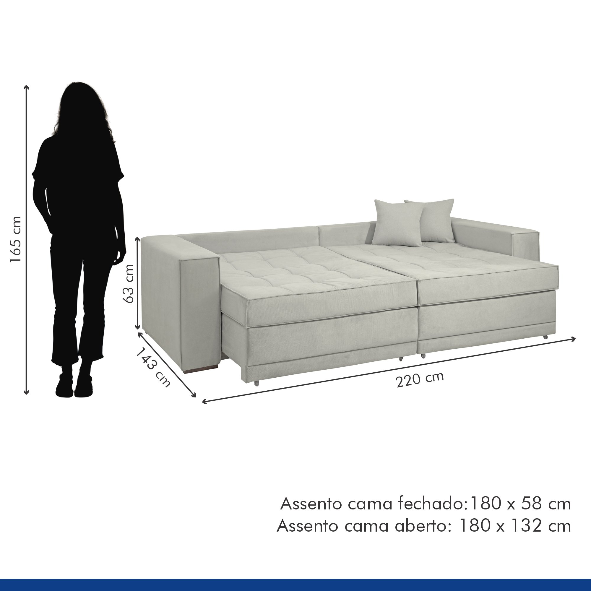 Sofá Cama Retrátil e Reclinável Noel 220cm - 11