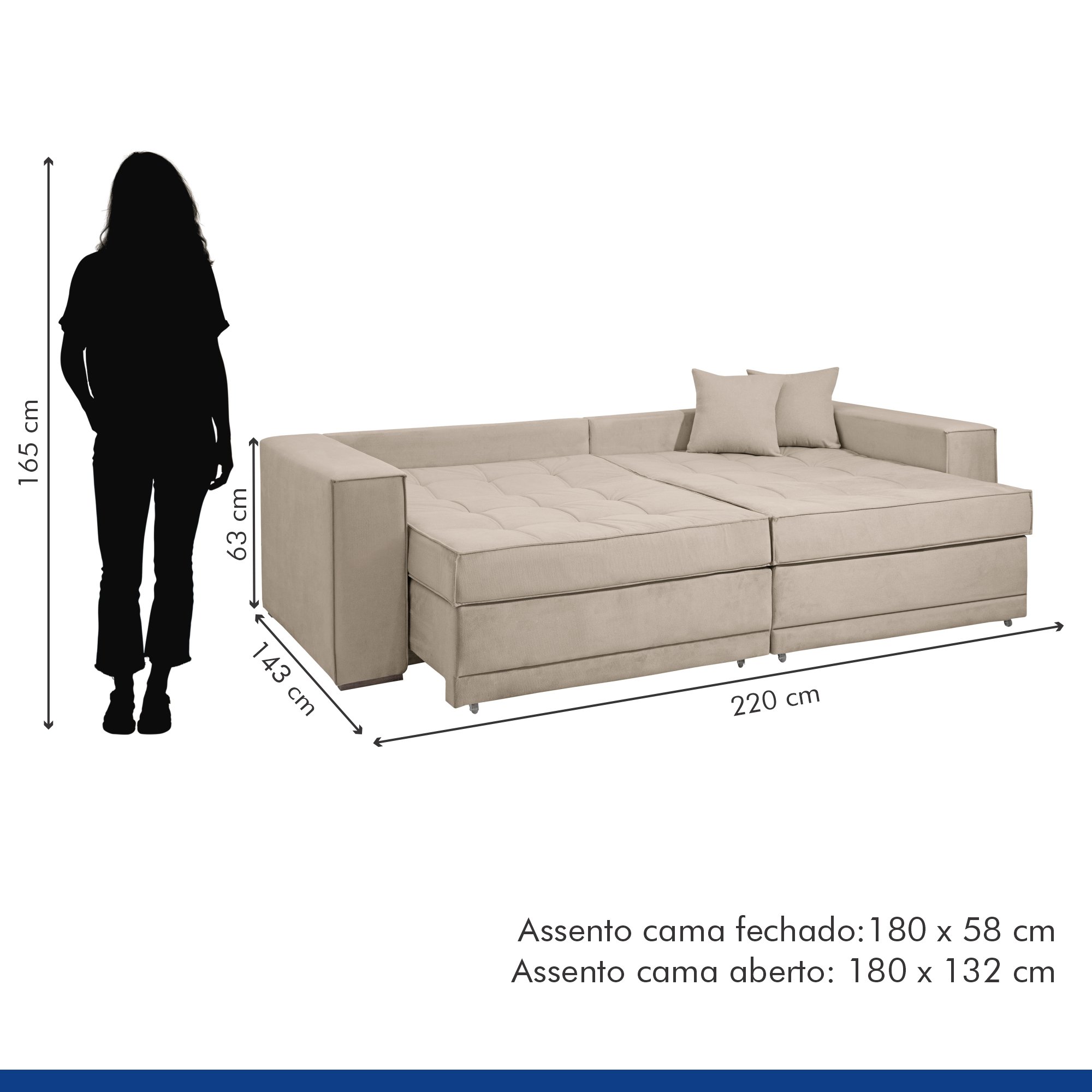 Sofá Cama Retrátil e Reclinável Noel 220cm - 11