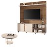 Estante Home Theater Luxor Castanho Off White e Mesa de Centro Sky Off White- Hb Móveis - 1