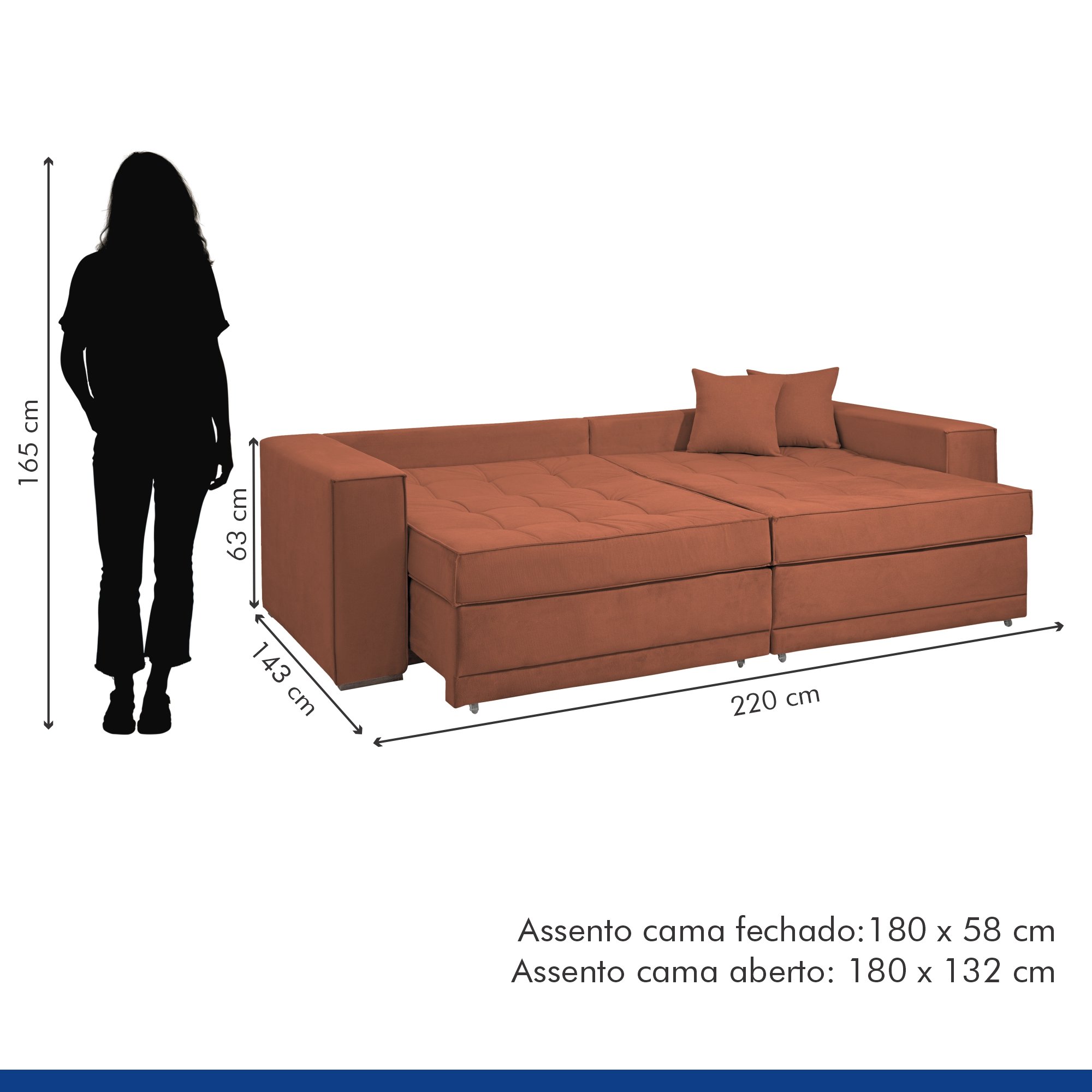 Sofá Cama Retrátil e Reclinável 220cm Noel Boucle  - 11