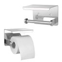 Ver imagem 1 de Suporte Papel Higienico Inox Banheiro Lavabo Kit 2 Unidades Prateleira Porta Objeto Celular Apoio Pa