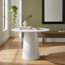 Ver imagem 1 de Mesa de Canto Cone Laqueado Redondo Vidro Madeira Maciça 50cm Branco