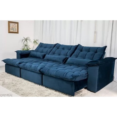 Sofá Retrátil e Reclinável 3,20m em Tecido Veludo C/ Pillow Nos Braços e Molas Ensacadas Bonel/d33:a