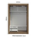 Ver mais imagens de Guarda-roupa Solteiro 2 Portas de Correr com Espelho 2 Gavetas Rustic/preto Vivare Madesa Rustic/