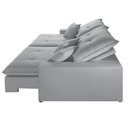 Ver imagem 4 de Sofá com Chaise B026 3 Lugares Retrátil 210cm Prata Veludo Meu Sofá Online