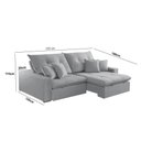 Ver imagem 2 de Sofá com Chaise B026 3 Lugares Retrátil 210cm Prata Veludo Meu Sofá Online