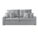 Ver imagem 3 de Sofá com Chaise B026 3 Lugares Retrátil 210cm Prata Veludo Meu Sofá Online