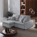 Ver imagem 6 de Sofá com Chaise B026 3 Lugares Retrátil 210cm Prata Veludo Meu Sofá Online