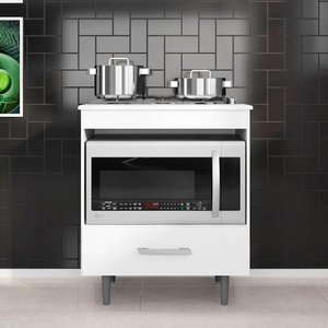 Balcão Multiuso para Cooktop 4 Bocas Branco Alecrim Poliman