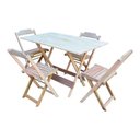 Ver imagem 1 de Jogo De Mesa De Madeira 1,20X70 C/ 04 Cadeiras Crua - Marrom
