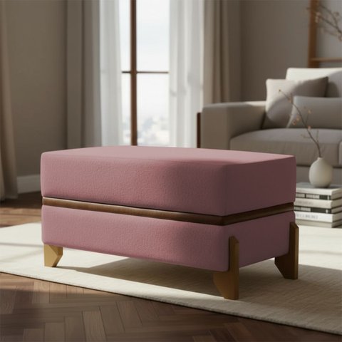 Puff Recamier Kodama 100 Cm para Sala Quarto Pé de Cama Hall de Entrada Bouclé Premium Luxo
