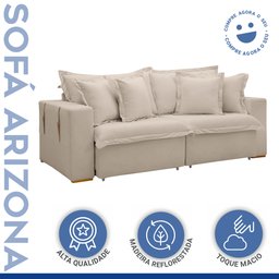 Sofá Cama Retrátil e Reclinável 220cm Arizona Com Almofadas - 2