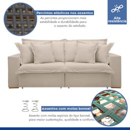 Sofá Cama Retrátil e Reclinável 220cm Arizona Com Almofadas - 4