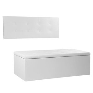 Kit Painel e Calçadeira Baú Queen 1,60m Berlim Corano Branco - Pallazio
