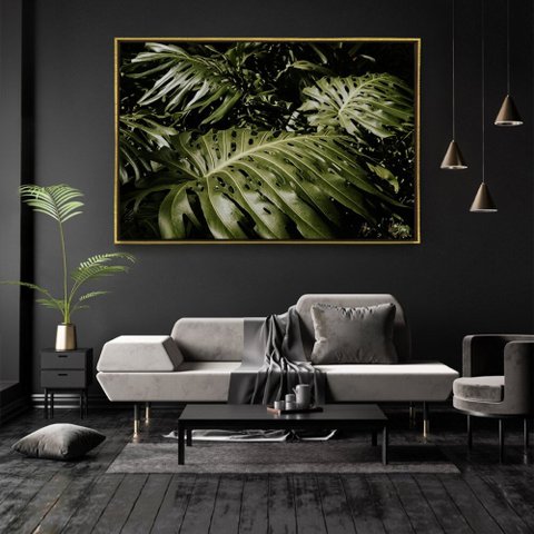 Quadro Decorativo Planta Costela de Adão Com Moldura e Sem Vidro 100X160