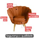 Ver imagem 5 de Kit 4 Poltrona Sala Decorativa Pétala Veludo Terracota Pés Palito Castanho - Arkell