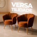 Ver imagem 7 de Kit 4 Poltrona Sala Decorativa Pétala Veludo Terracota Pés Palito Castanho - Arkell