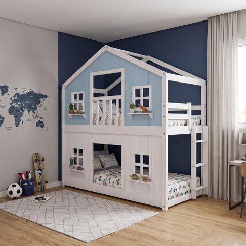 Beliche Infantil Montessoriano Casinha Dos Sonhos com Fechamento Inferior Branco em Madeira Maciça