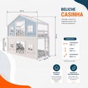 Ver imagem 3 de Beliche Infantil Montessoriano Casinha Dos Sonhos com Fechamento Inferior Branco em Madeira Maciça