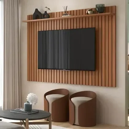 Ver imagem 1 de Painel para Tv até 75 Polegadas Dallas com 1 Prateleira Jequitibá/off White - Lukaliam