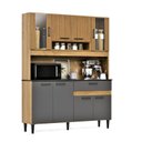 Ver imagem 2 de Kit Cozinha 120cm com Balcão e Aéreo Ripado Coral Grafite