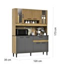 Ver imagem 3 de Kit Cozinha 120cm com Balcão e Aéreo Ripado Coral Grafite