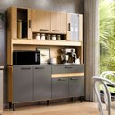 Ver imagem 1 de Kit Cozinha 120cm com Balcão e Aéreo Ripado Coral Grafite