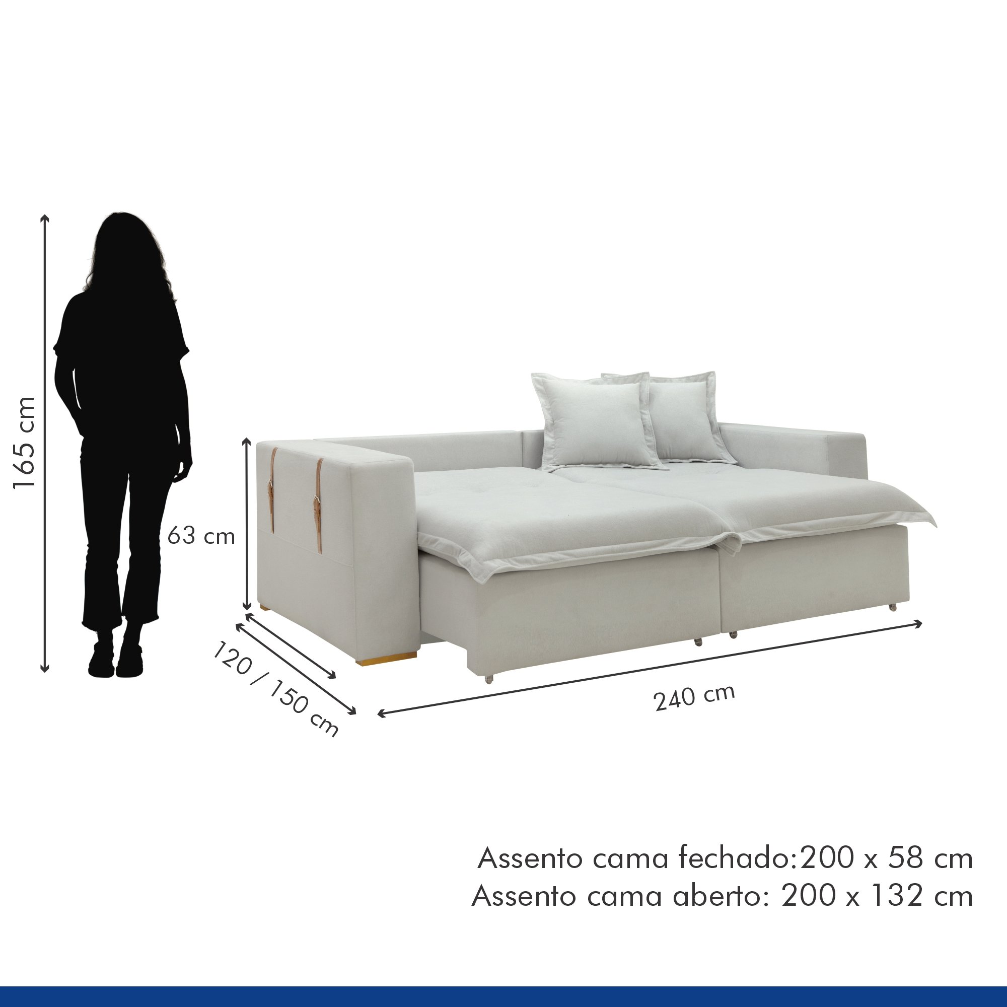 Sofá Cama Retrátil e Reclinável 240cm Arizona Boucle  - 11