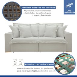 Sofá Cama Retrátil e Reclinável 240cm Arizona Com Almofadas - 4