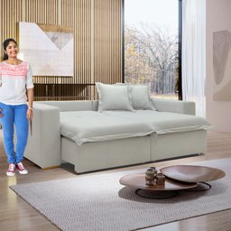 Sofá Cama Retrátil e Reclinável 240cm Arizona Com Almofadas - 13