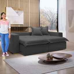 Sofá Cama Retrátil e Reclinável 240cm Arizona Com Almofadas - 13