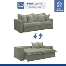 Sofá Cama Retrátil e Reclinável 240cm Arizona Com Almofadas - 3