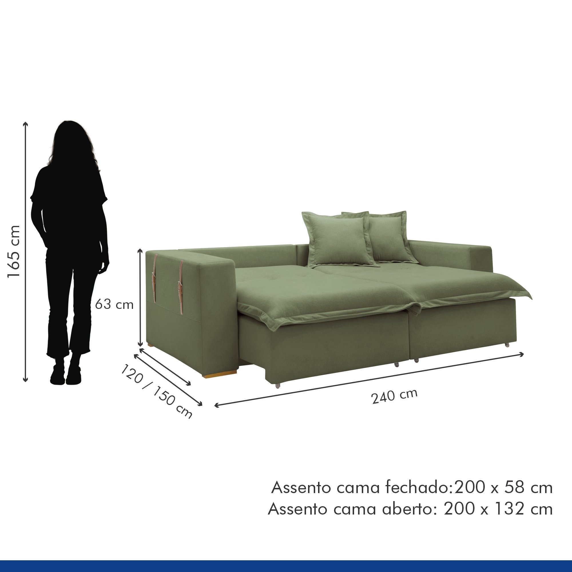 Sofá Cama Retrátil e Reclinável Arizona 240cm - 11