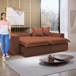 Sofá Cama Retrátil e Reclinável 240cm Arizona Com Almofadas - 13
