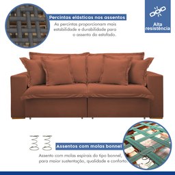 Sofá Cama Retrátil e Reclinável 240cm Arizona Com Almofadas - 4