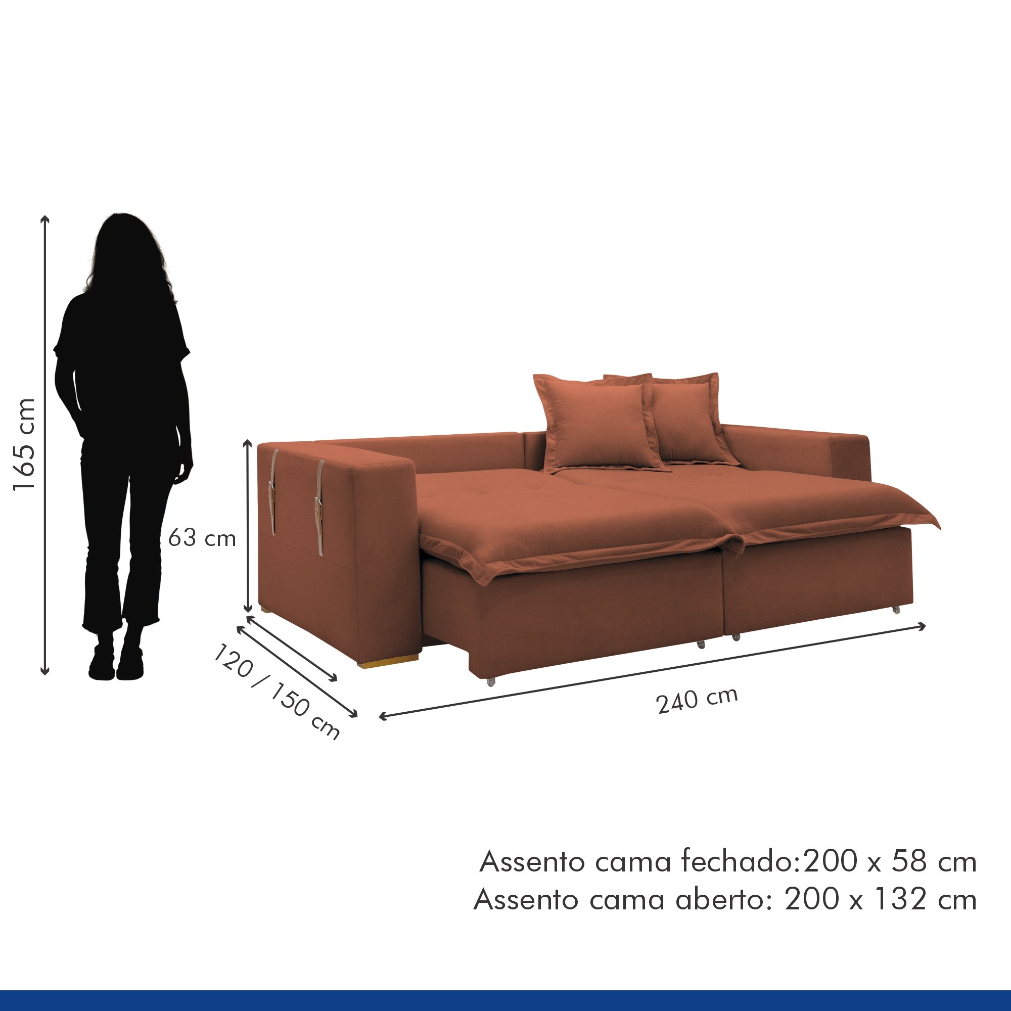 Sofá Cama Retrátil e Reclinável 240cm Arizona Boucle  - 11