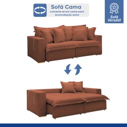 Sofá Cama Retrátil e Reclinável 240cm Arizona Com Almofadas - 3