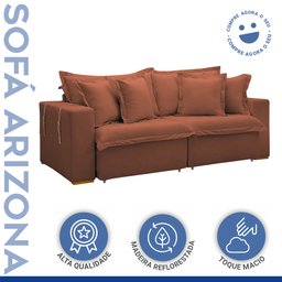 Sofá Cama Retrátil e Reclinável 240cm Arizona Com Almofadas - 2