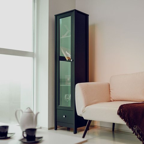 Cristaleira Classica 1 Porta de Vidro e 1 Gaveta 43cm Ditália