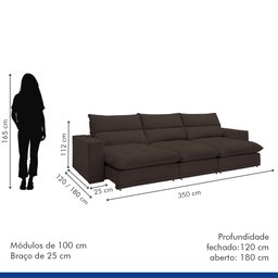 Sofá Retrátil e Reclinável 350cm Martinho Veludo - 9