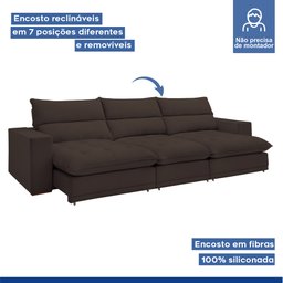 Sofá Retrátil e Reclinável 350cm Martinho Veludo - 5