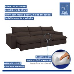 Sofá Retrátil e Reclinável 350cm Martinho Veludo - 4