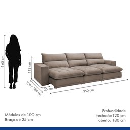 Sofá Retrátil e Reclinável 350cm Martinho Veludo - 9