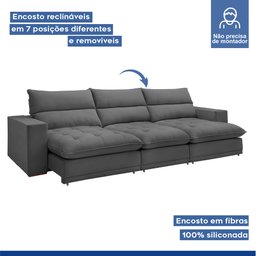 Sofá Retrátil e Reclinável 350cm Martinho Veludo - 5