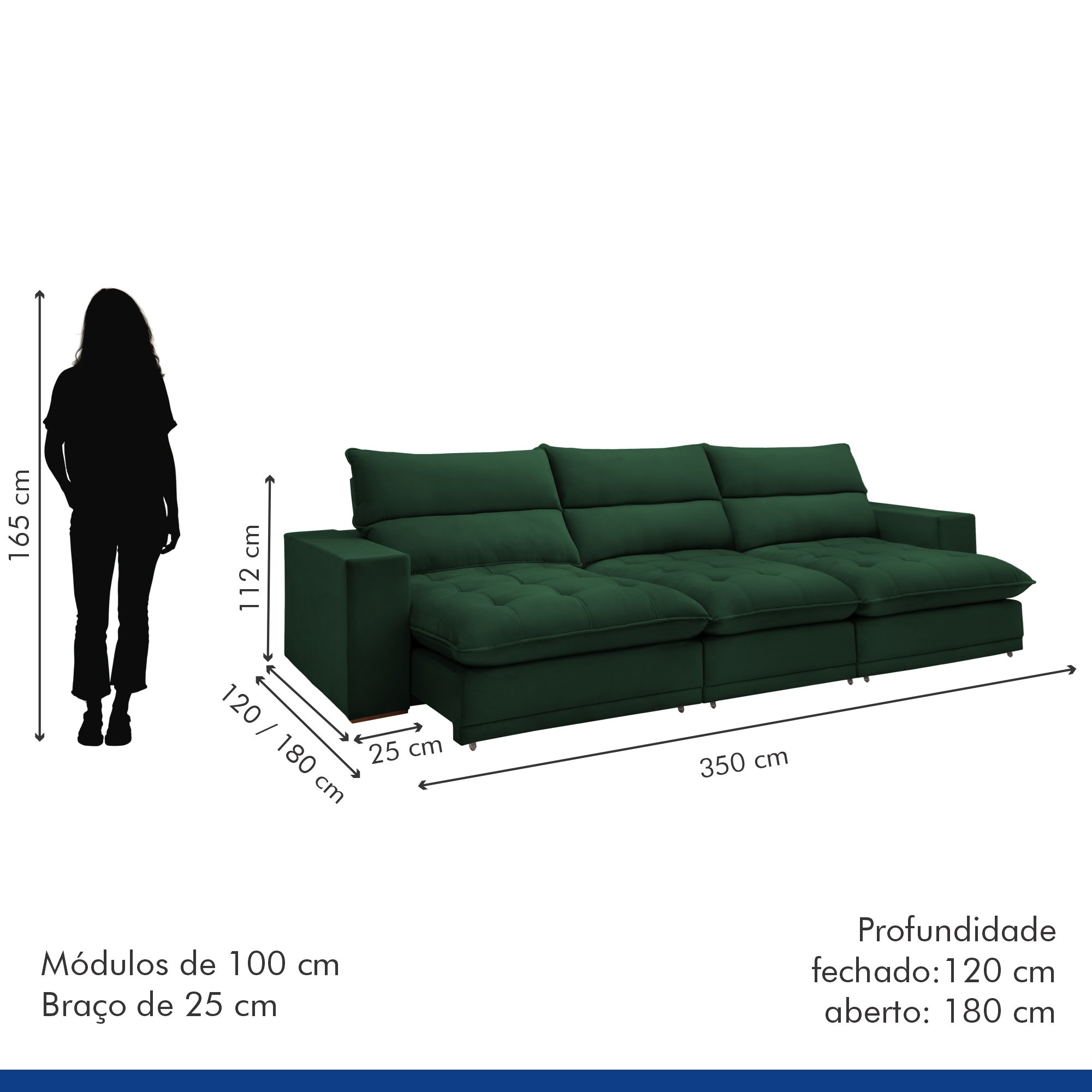 Sofá Retrátil e Reclinável Martinho 350cm - 9